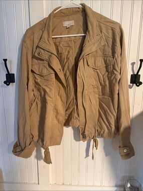 LOFT Tan Drawstring-Waist Utility Jacket
